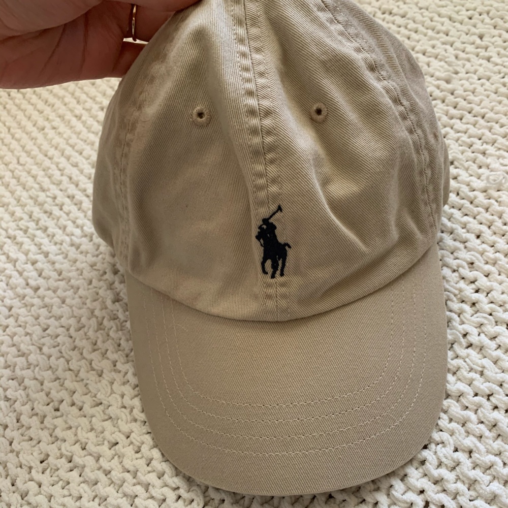Ralph Lauren Cotton Chino Hat Khaki with Navy Logo